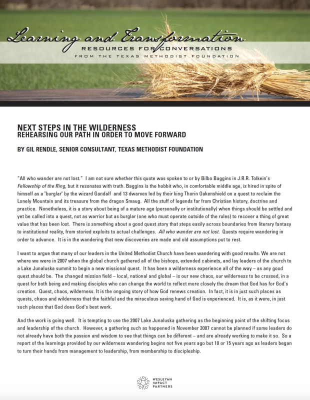 Next Steps in the Wilderness