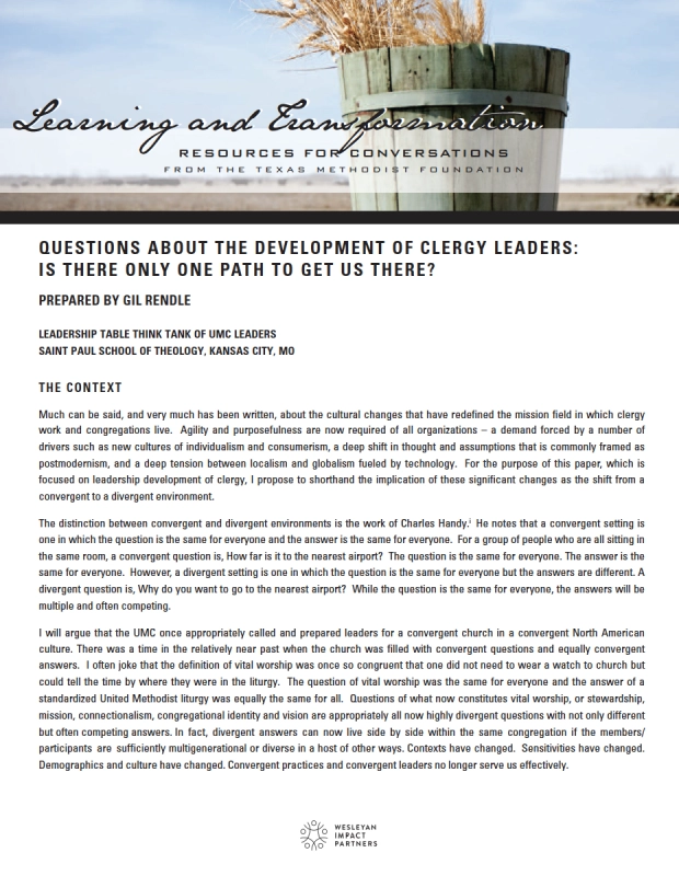 Questions about the Development of Clergy Leaders